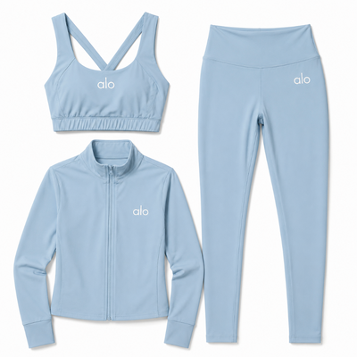 Ensemble 3 Pièces Bleu - Brassière, Veste & Legging